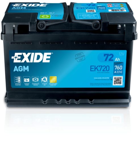 EXIDE Start-Stop AGM 12V 72Ah 760A jobb+ autó akkumulátor