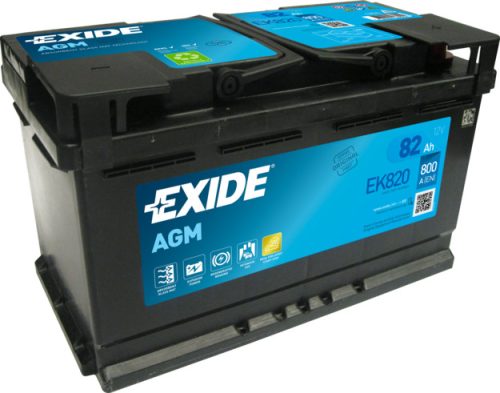 EXIDE Start-Stop AGM 12V 82Ah 800A jobb+ autó akkumulátor