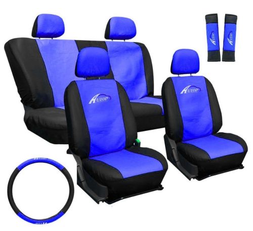 Universelles 11-teiliges Sitzbezug-Set - blau-schwarz