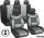 11-teiliges universelles Sitzbezug-Set – Schwarz-Grau