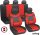 11-teiliges universelles Sitzbezug-Set – Rot-Schwarz