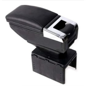   Gyári hatású műbőr univerzális könyöklő - pohár és hamutartóval - piros varrással